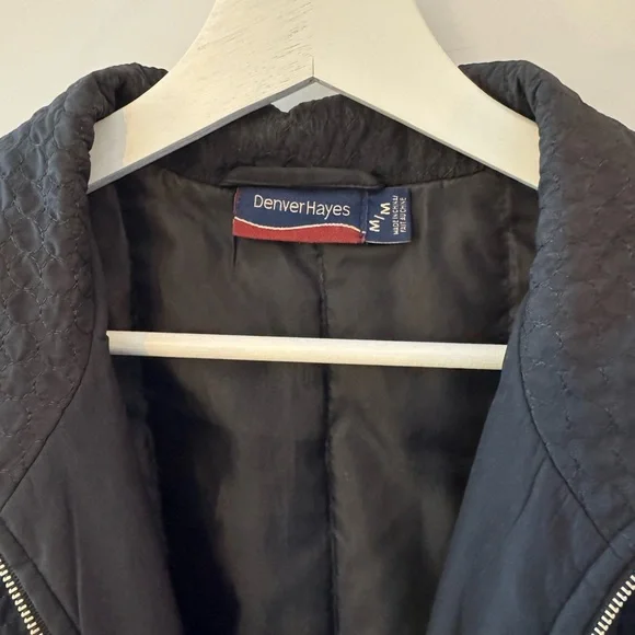 Denver Hayes Black Textured Minimalist Transitional Zip Jacket - Size M - Picture 3 of 9